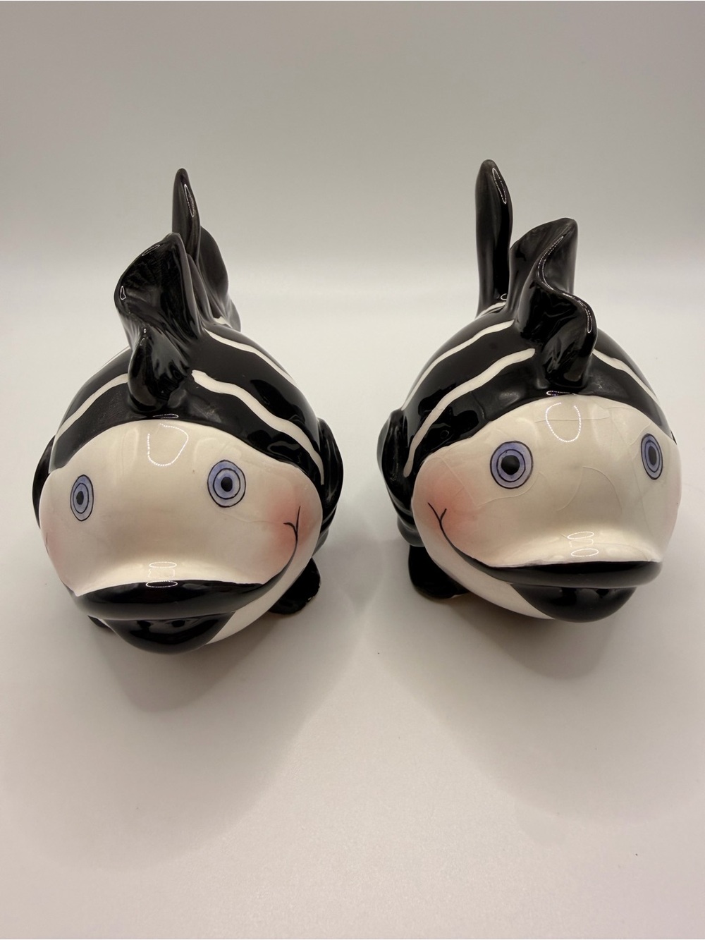 Ceramic Black & White Fish Salt and Pepper Set - Brand Unknown